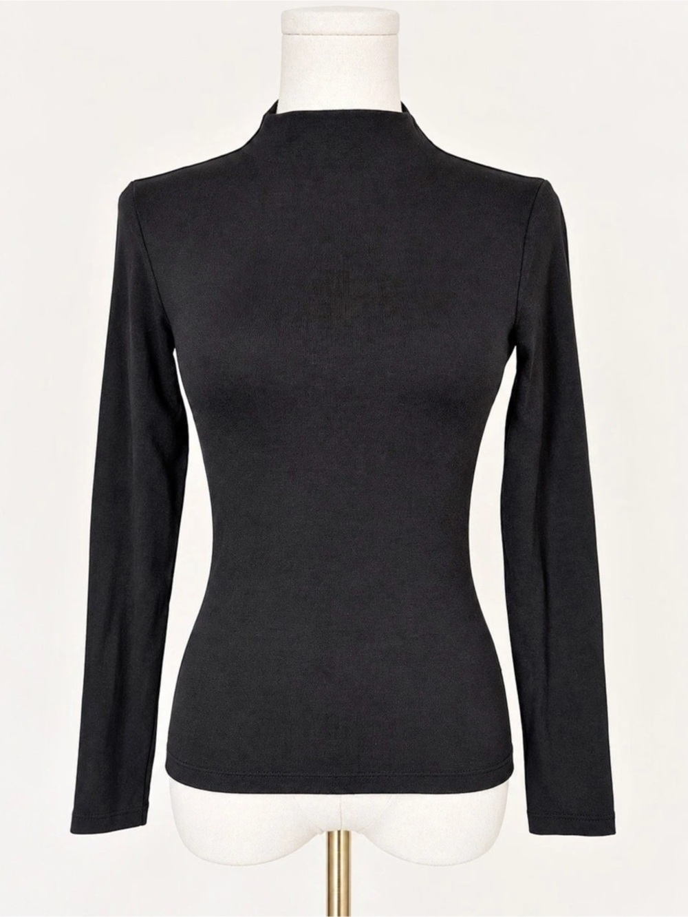 H&M Black Mock Neck Long Sleeve Fitted Stretch Top Size Small